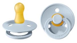 BIBS Colour Schnuller 2er-Pack, BPA-frei, Kirschform Nippel. Naturkautschuk / Latex, Hergestellt in Dänemark. 0-6 Monate (2er Pack), Baby Blue / Baby Blue
