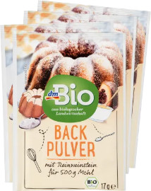 Backpulver von dm Bio, mit Reinweinstein für 500 g Mehl
