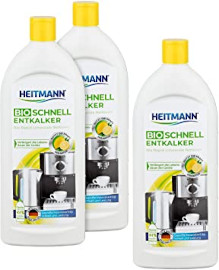 Heitmann Bio Schnell Entkalker: Reinigung von Elektrogeräten, Kaffeemaschinen, Espressomaschinen, Wasserkocher, 3×250ml