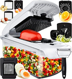 9-in-1 Obst und Gemüseschneider Multischneider - Gemüse Schneider Zwiebelschneider Obstschneider Spiralschneider - Eiertrenner Eierschneider Entsafter Schäler - Küchenschneider Gemüsehobel