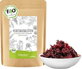 Hibiskusblüten BIO ganz und getrocknet 1000 g - Premium HIbiskus Tee - Hibiskusblütentee 100% natürlich aus biologischem Anbau - bioKontor