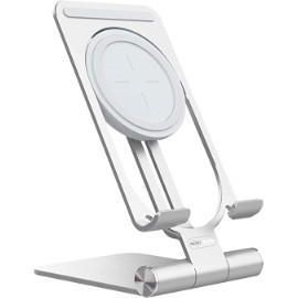 Nillkin Qi Induktive Ladestation, Verstellbar Wireless Charger Handy Ständer, Kabelloses Ladegerät Kompatibel mit iPhone 13 Pro Max/13/12/11Serie, Samsung S22/S21/S20 Ultra/Plus/Note 20/10/9 - Silber