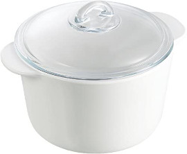 Pyrex Kasserolle rund, mit Deckel, Glas, Inhalt: 2 Liter 