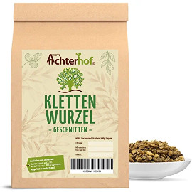 Klettenwurzel geschnitten 250g | getrocknete und fein geschnittene Klettenwurzel | leicht herber, harmonischer Geschmack | ideal für Klettenwurzeltee | vom Achterhof