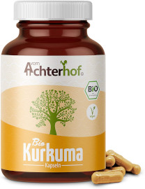 Bio Kurkuma Kapseln hochdosiert (180 Stück) 4800mg Curcuma pro Tagesdosis - ohne Zusätze - vegan - laborgeprüft - direkt vom-Achterhof