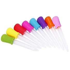 Liquid Dropper, Dropper Pipetten, Silikon und Plastik Pipetten, 5ml Futterpipette für Baby, Flüssige Tropfer für Süßigkeiten Öl Küche Kindergarten Experimente, 8 Stück (8 Farben)