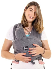 Baby Tragetuch-Leichtes Anziehen (Easy-On) - Unisex - Babytrage Neugeborene - Multi-Use - Bis 10kg - Babytragetuch Anthrazitgrau - Koala Cuddle Band - eingetragenes Design KBC®