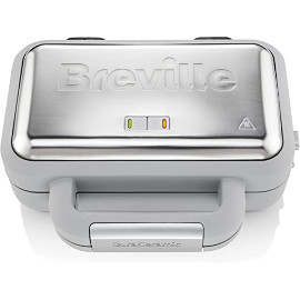 Breville DuraCeramic Waffeleisen | Antihaftbeschichtung und leichte Reinigung + tiefe, abnehmbare Platten | Grau/Silber | [VST072X]