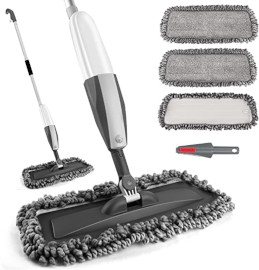 Homgif Sprühwischer 380ML Wischmopp mit Sprühfunktion, 120CM Spray Mop Bodenwischer mit Sprühfunktion, Home Küche Wischer Bodenreinigung mit 3 Waschbaren Mikrofaserbezug